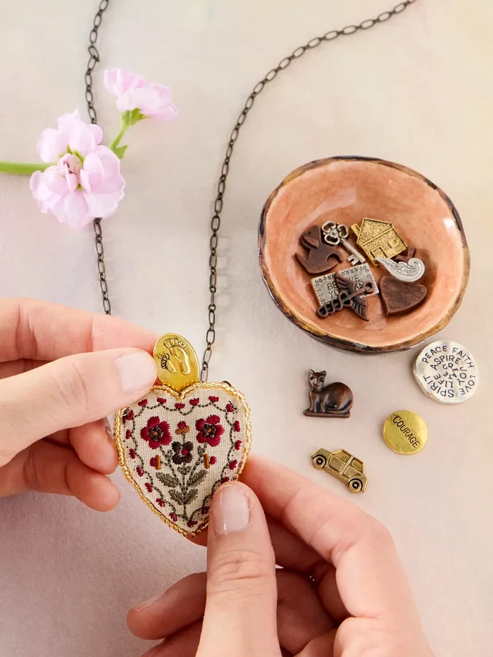 Prayer Pocket Charm Necklace - Beige Heart-view 2