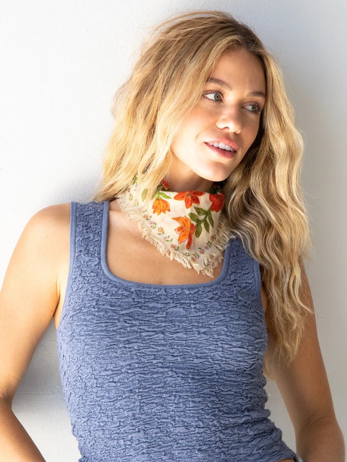 Printed Bandana - Cream Floral-view 4