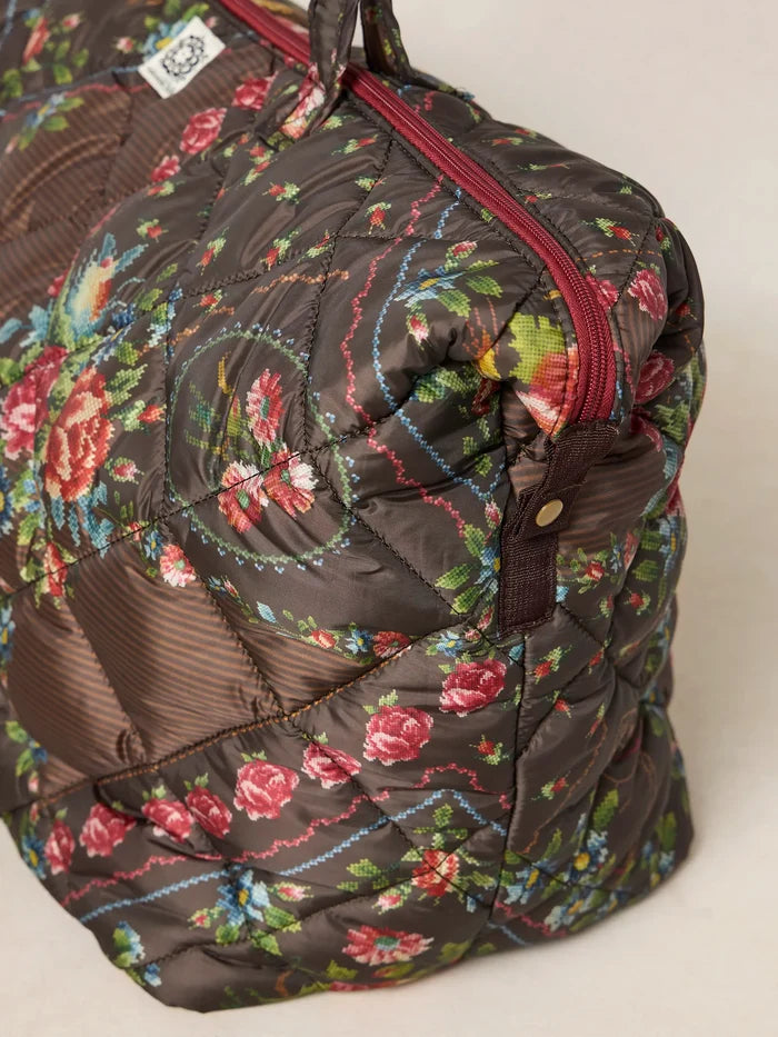 Puffy Weekender Bag - Crafted Bouquets Chocolate-view 3