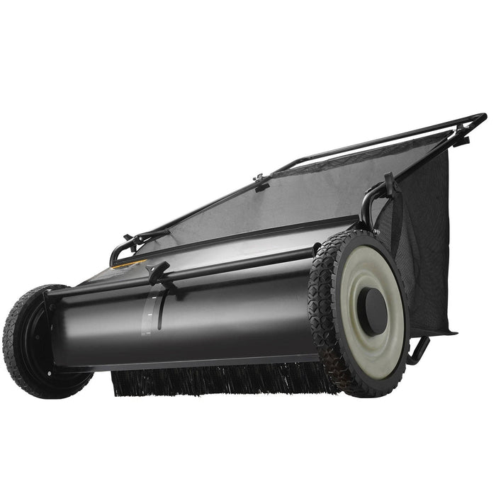 Push Lawn Sweeper 26 Inch 7 Cu Ft Leaf Collector with Adjustable Height Manual Grass Sweeper for Yard Garden