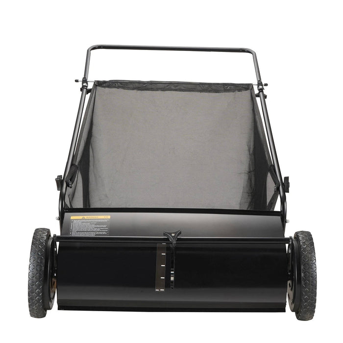 Push Lawn Sweeper 26 Inch 7 Cu Ft Leaf Collector with Adjustable Height Manual Grass Sweeper for Yard Garden