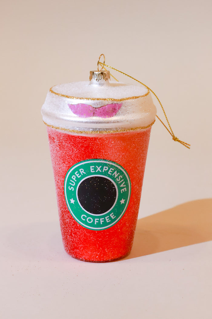 Red Coffee Glass Ornament