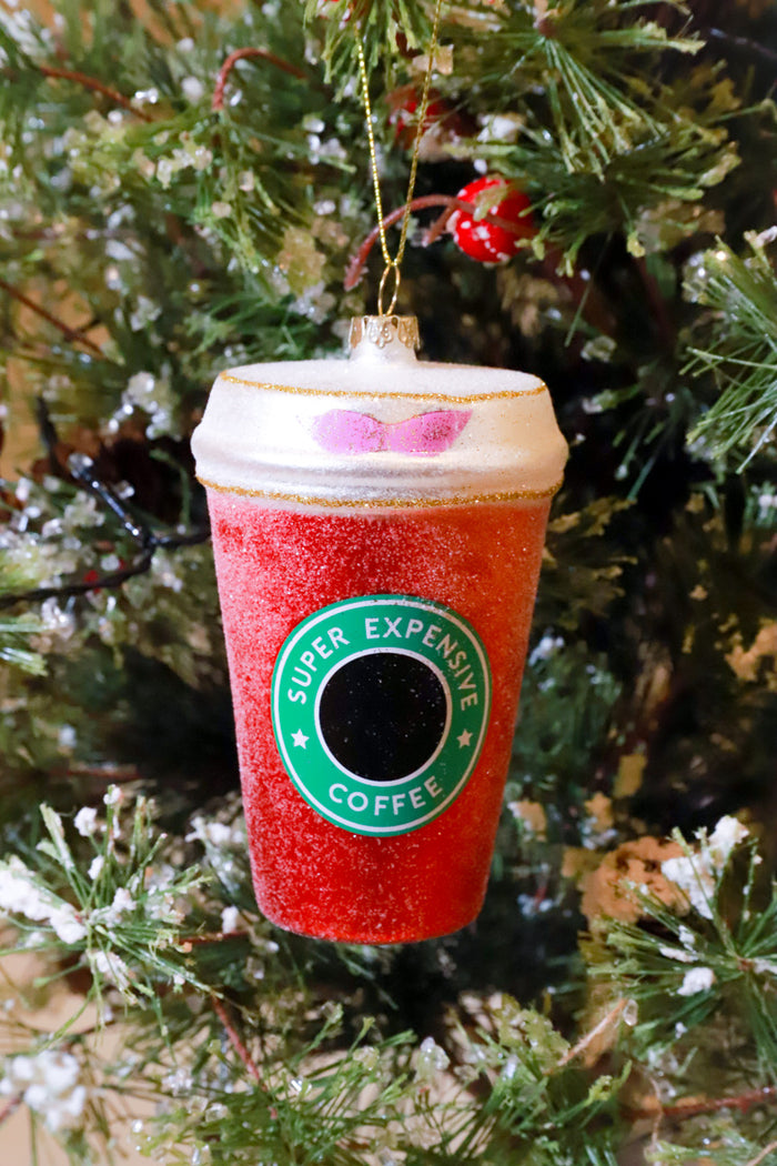 Red Coffee Glass Ornament