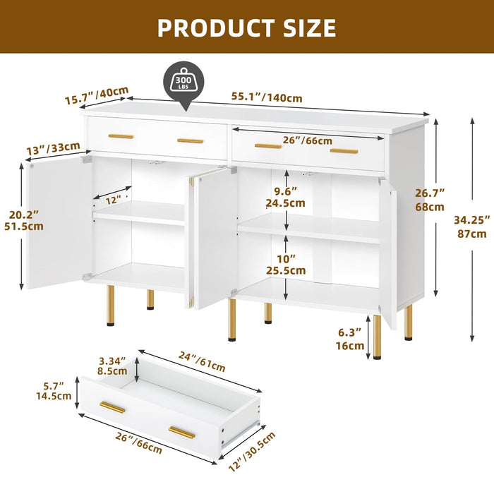 Sideboard Buffet Kitchen Cabinet with 2 Drawer