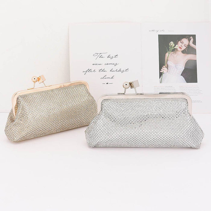 Silver Rhinestone Envelope Clutch Bag
