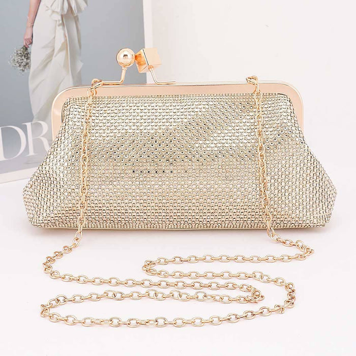 Silver Rhinestone Envelope Clutch Bag