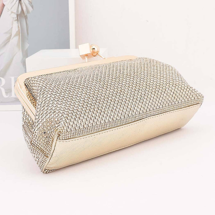 Silver Rhinestone Envelope Clutch Bag