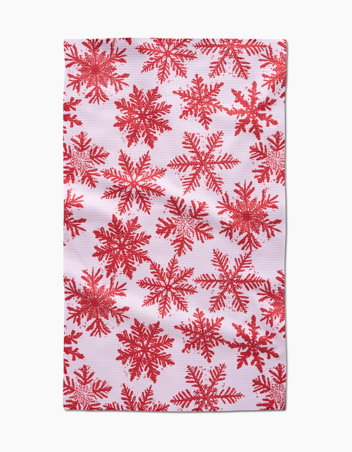 Snowy Days Red Tea Towel