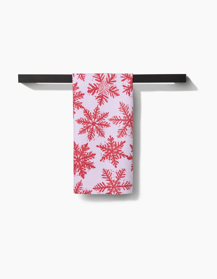 Snowy Days Red Tea Towel