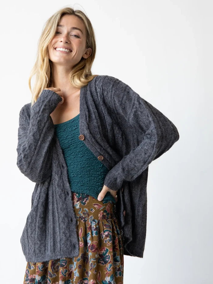 So Soft Grandpa Cardigan - Charcoal-view 1