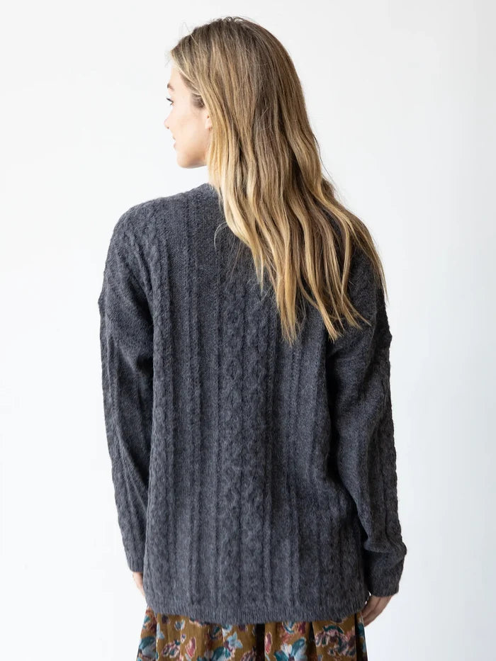 So Soft Grandpa Cardigan - Charcoal-view 2