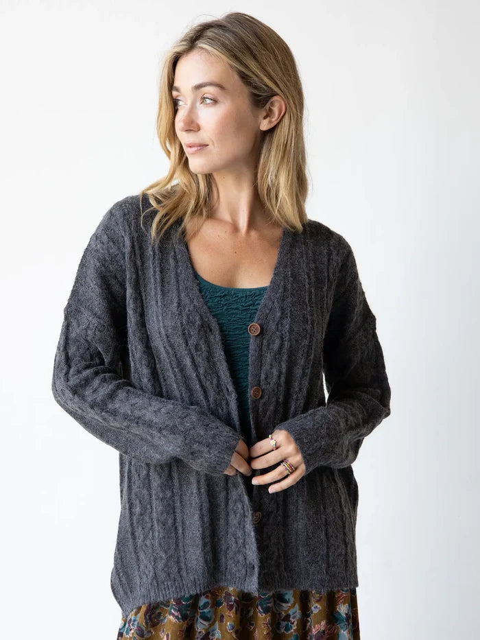 So Soft Grandpa Cardigan - Charcoal-view 3