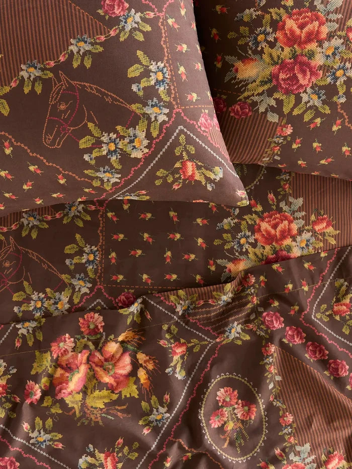 Sooo Soft Cotton Sheet Set - Crafted Bouquets Chocolate-view 1