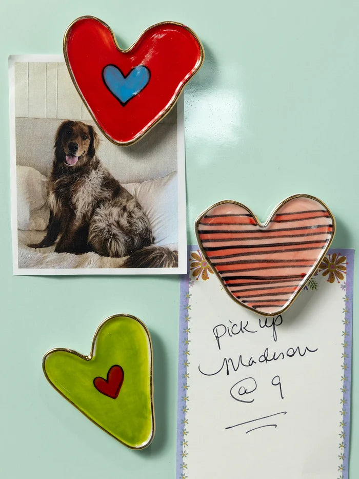Stoneware Heart Magnets, Set of 3-view 1