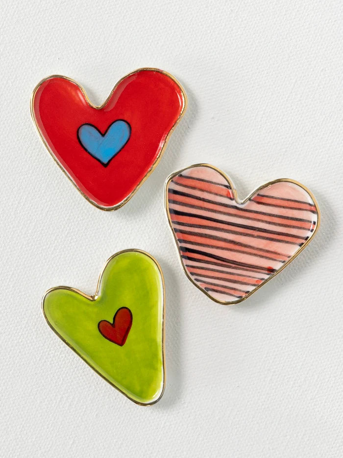 Stoneware Heart Magnets, Set of 3-view 2