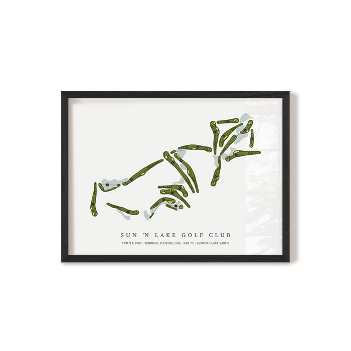 Sun 'n Lake Golf Club - Turtle Run | Golf Course Map | Black Frame