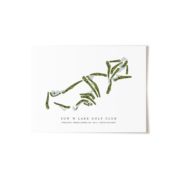 Sun 'n Lake Golf Club - Turtle Run | Golf Course Map | Unframed