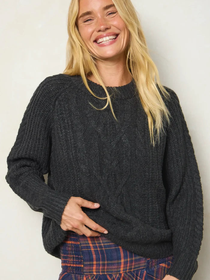 Super Soft Cable Knit Sweater - Black-view 1
