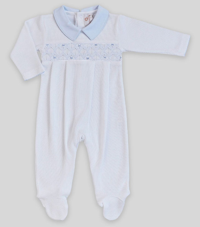Tarik Hand Smocked Footie - White