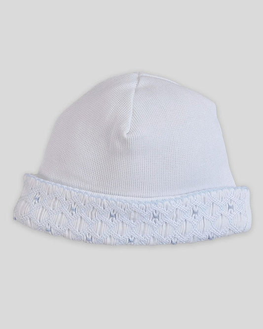 Tarik Hand Smocked Hat -White