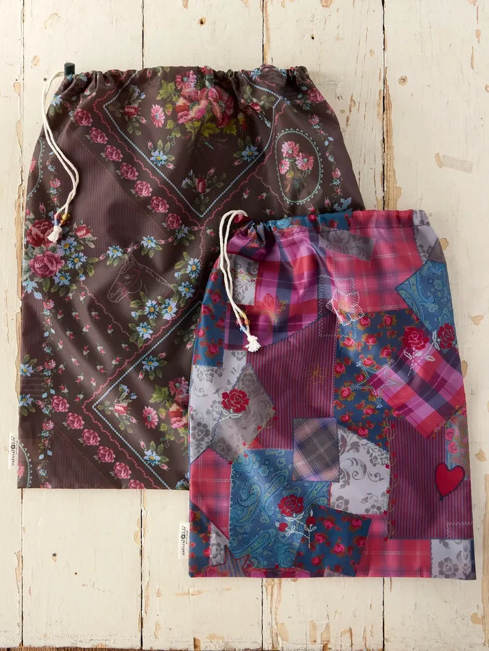 Travel Laundry Bags, Set of 2 - Crafted Bouquets Chocolate-view 1