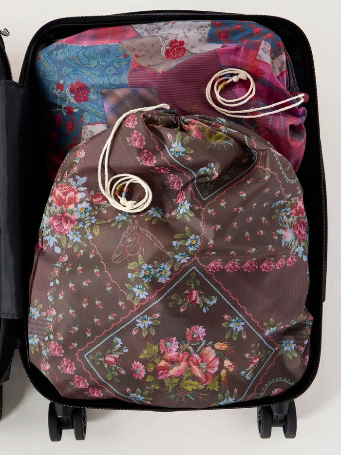 Travel Laundry Bags, Set of 2 - Crafted Bouquets Chocolate-view 2