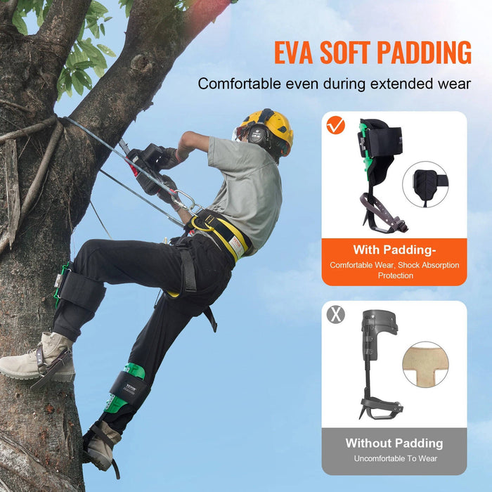 Tree Climbing Spikes Set Steel Adjustable Pole Climbing Gaffs with Straps Arborist Lineman Tree Spurs