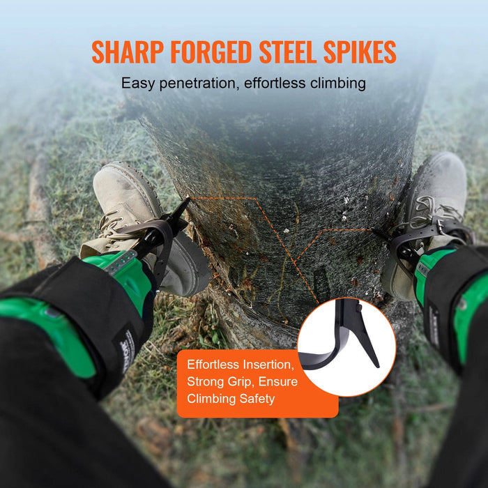Tree Climbing Spikes Set Steel Adjustable Pole Climbing Gaffs with Straps Arborist Lineman Tree Spurs