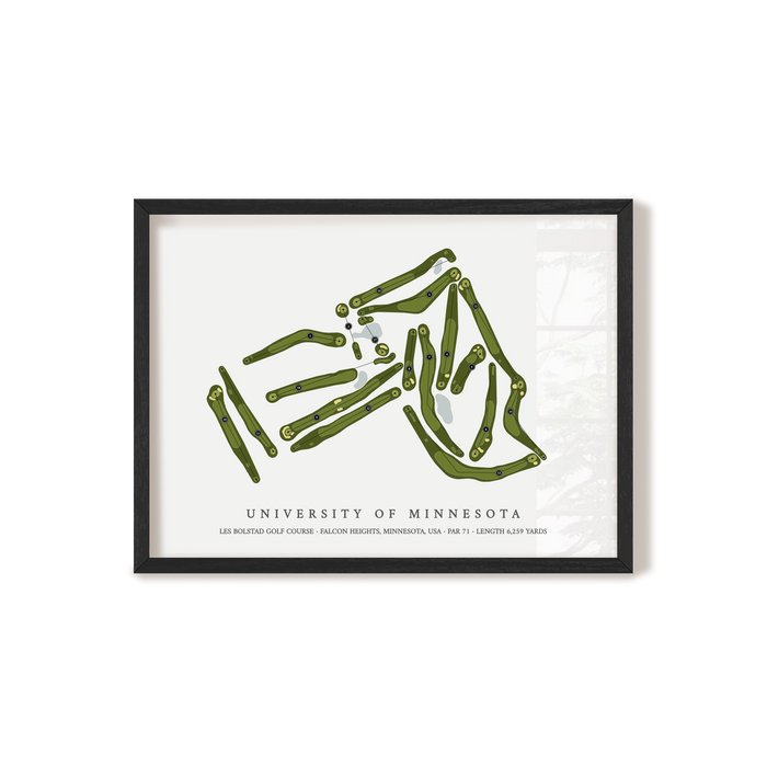University of Minnesota - Les Bolstad Golf Course | Golf Course Map | Black Frame