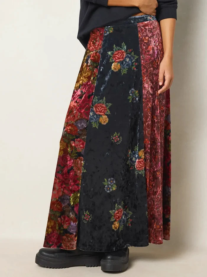 Valentina Velvet Maxi Skirt - Autumn Mix Multi-view 1
