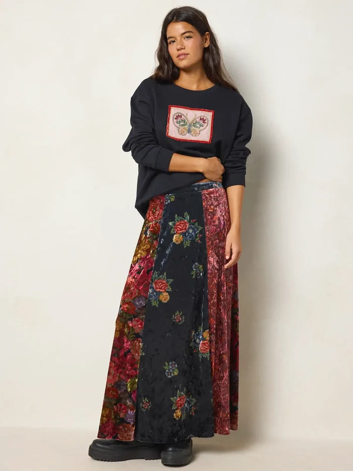 Valentina Velvet Maxi Skirt - Autumn Mix Multi-view 2