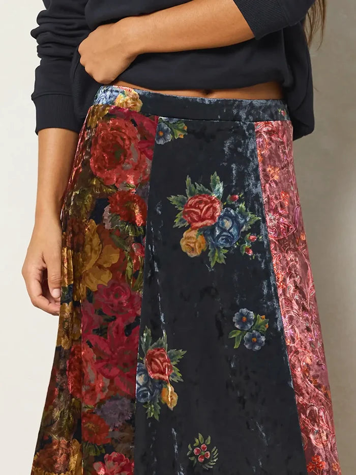 Valentina Velvet Maxi Skirt - Autumn Mix Multi-view 3