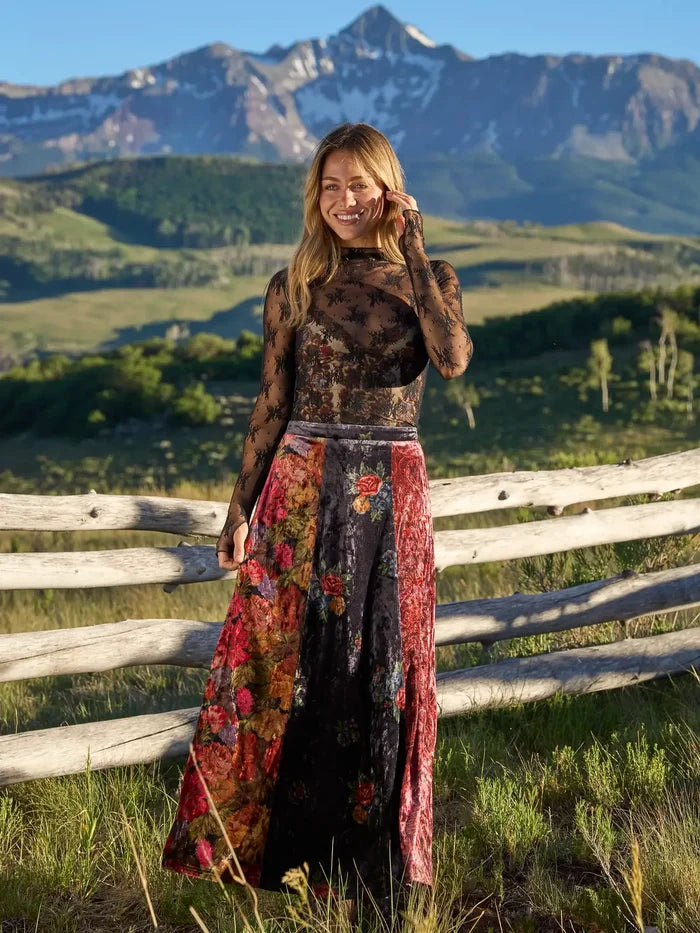 Valentina Velvet Maxi Skirt - Autumn Mix Multi-view 4