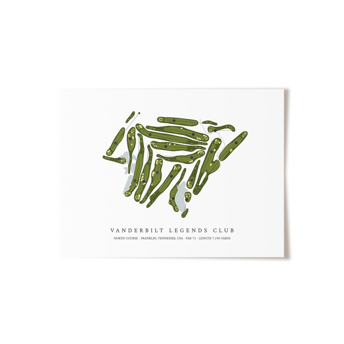 Vanderbilt Legends Club - North Course | Golf Course Map | Unframed