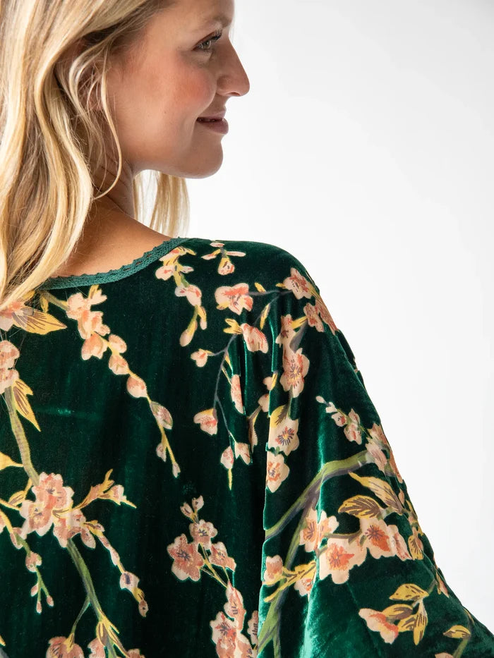 Velvet Burnout Kimono - Emerald-view 3