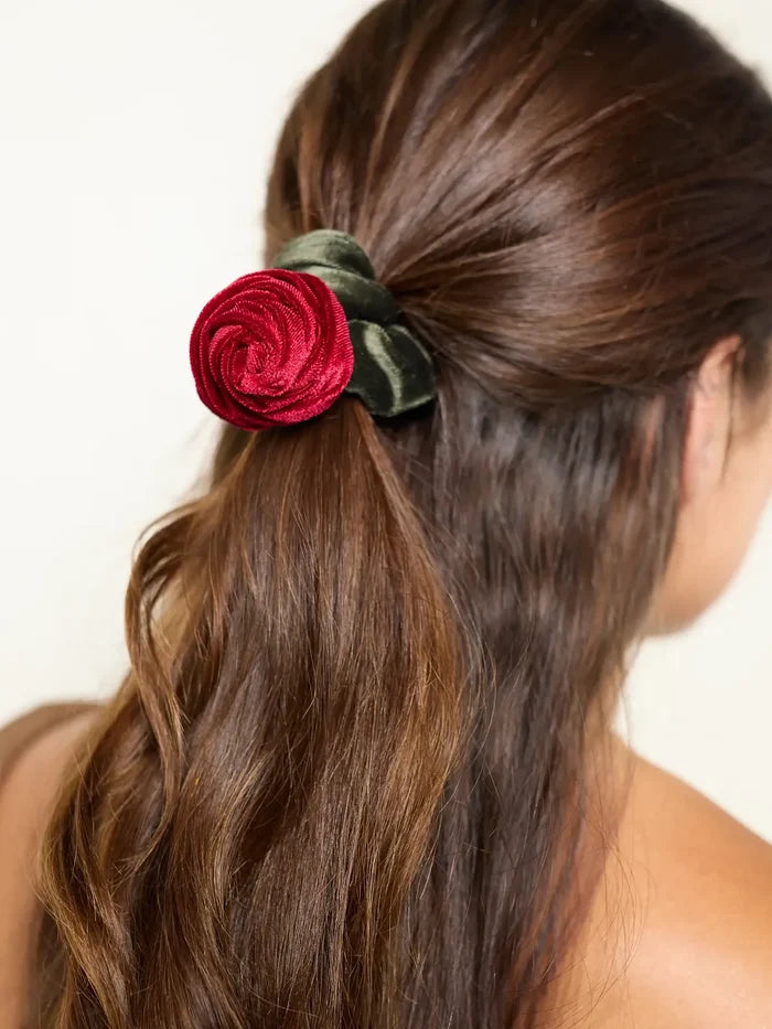 Velvet Rose Scrunchie - Red-view 2