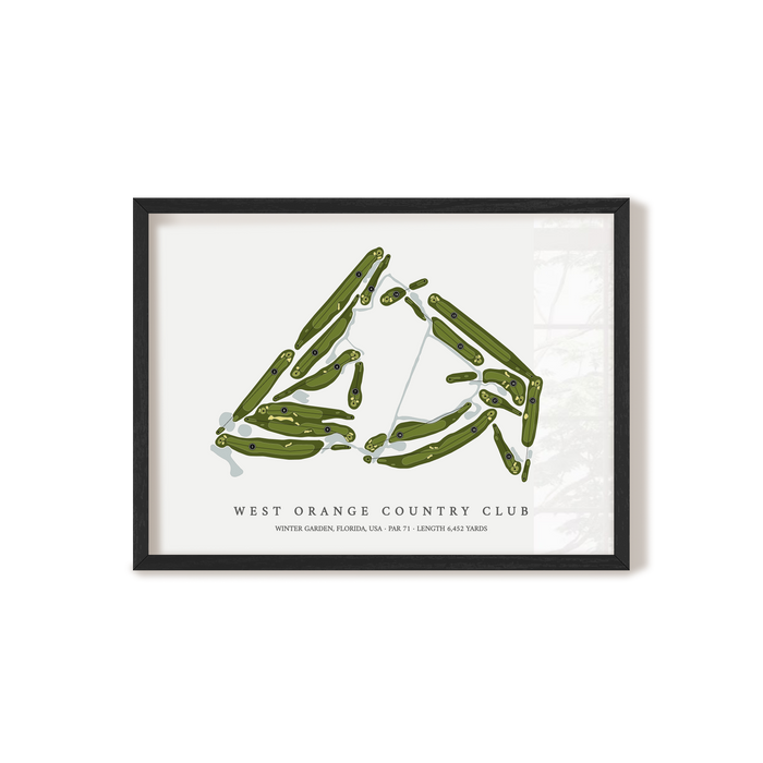 West Orange Country Club | Golf Course Map | Black Frame