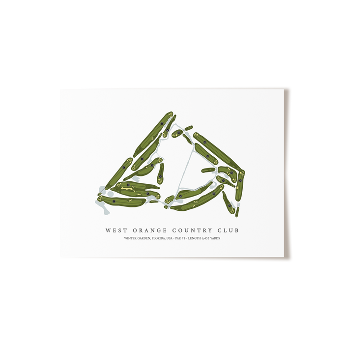West Orange Country Club | Golf Course Map | Unframed