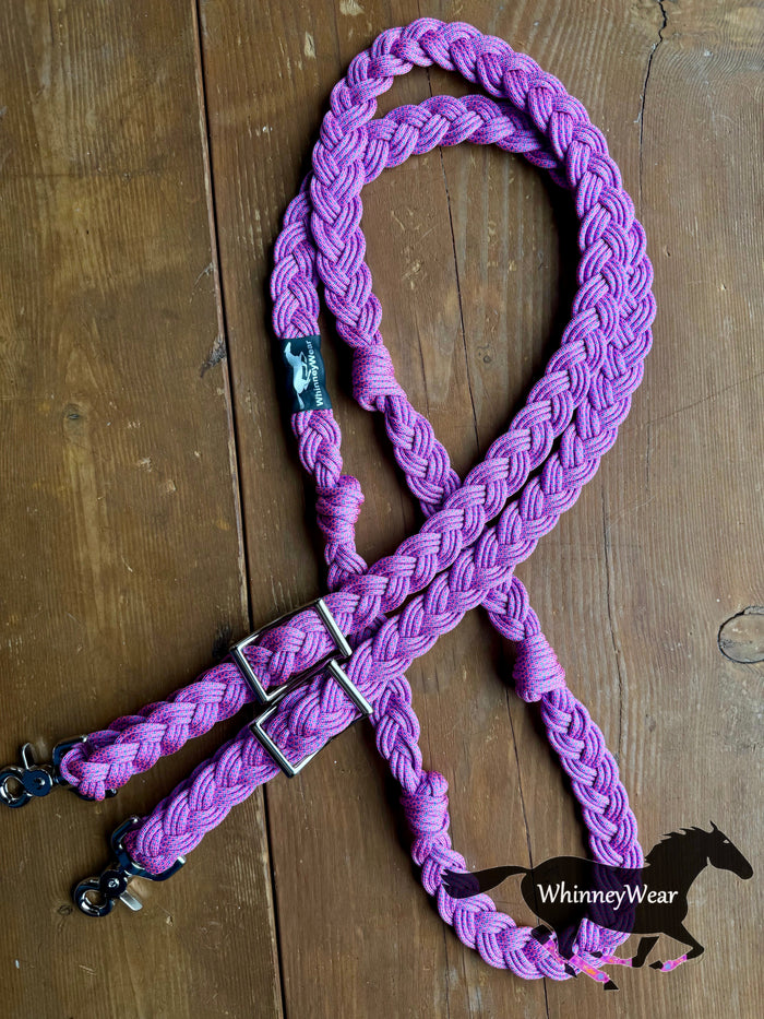 WhinneyWear Baby Pink and Blue Specs 8 ft Braided Reins