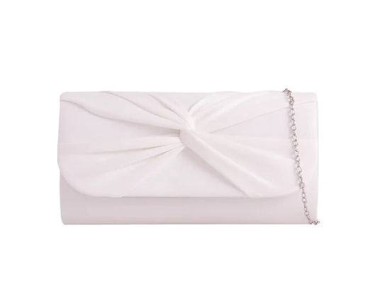 White Knot Suedette Clutch Bag