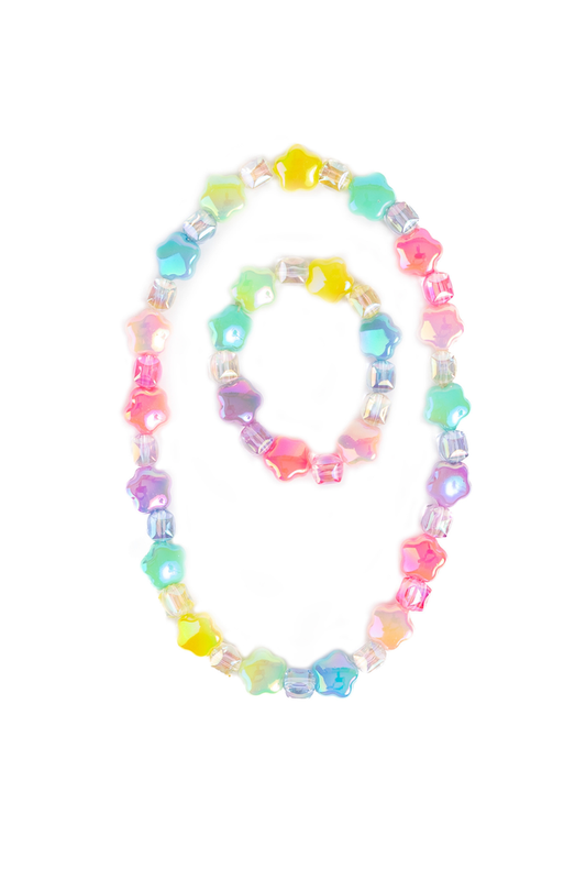 Wish Upon a Rainbow Star Necklace & Bracelet Set, 2pc
