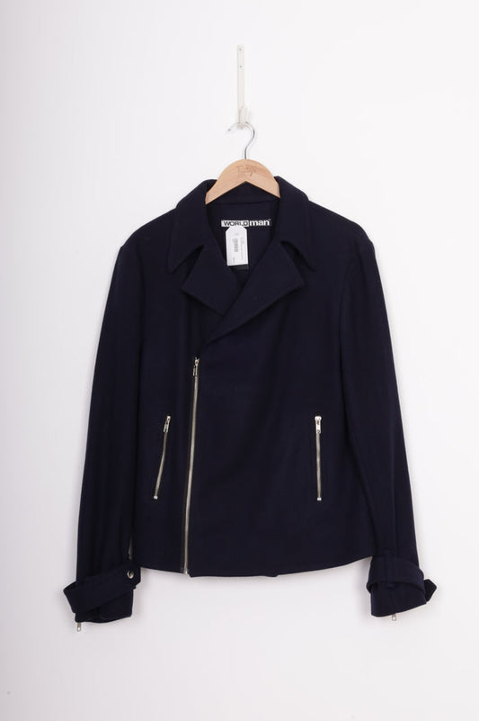 World Man Mens Blue Jacket Size M